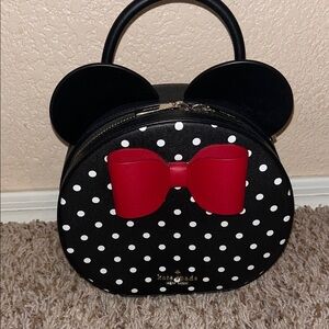 Kate Spade Black and White Polka Dot Bag with Red Bow disney bag